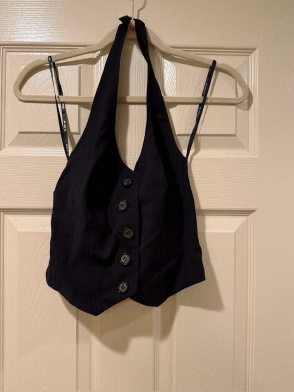 Bebe Black Halter Button-Front Backless Vest Top Size 2